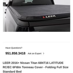 LEER 2016+ NISSAN TITAN 66NT16 LATITUDE RC/EC 6FT6IN TONNEAU COVER - FOLDING FULL SIZE STANDARD BED
