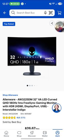 Alienware AW3225DM 32" Curved QHD Gaming Monitor
