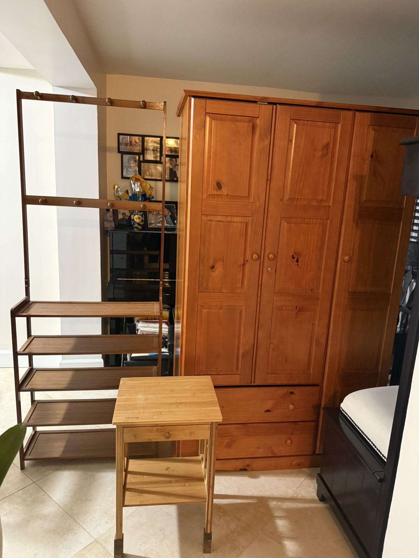 Wardrobe Closet, Shoes Organizer and Night table