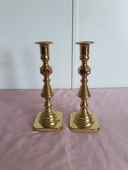 Pair of 10" BRASS CANDLESTICK BY BALDWIN BRASS