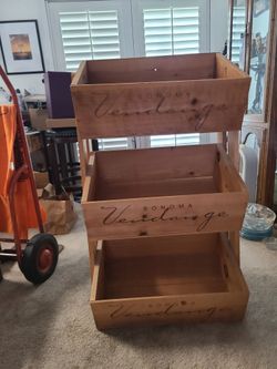 Rustic 3 Tier Sonoma Wine Crate Storage Tower