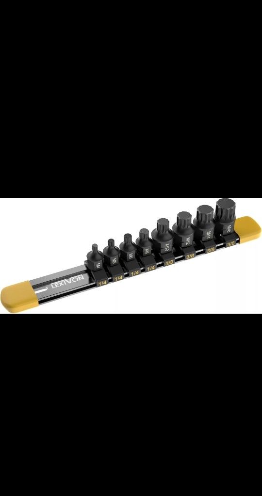 LEXIVON Triple Square Bit Socket Set8Piece(M4-M16)Dual Drive, Super Short LX145S