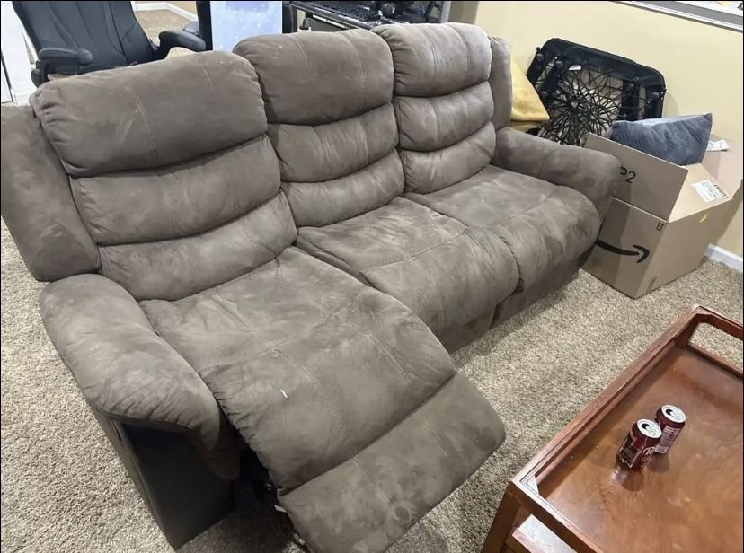 3 Person Brown Reclining Couch - Will Deliver