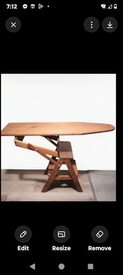 Vintage Bachelor Step Stool Wooden Ironing Board with Folding Stand
