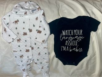 3-6 Month Baby Boy Outfit Set | Funny Onesie + Graco Sleeper & Hat | $5