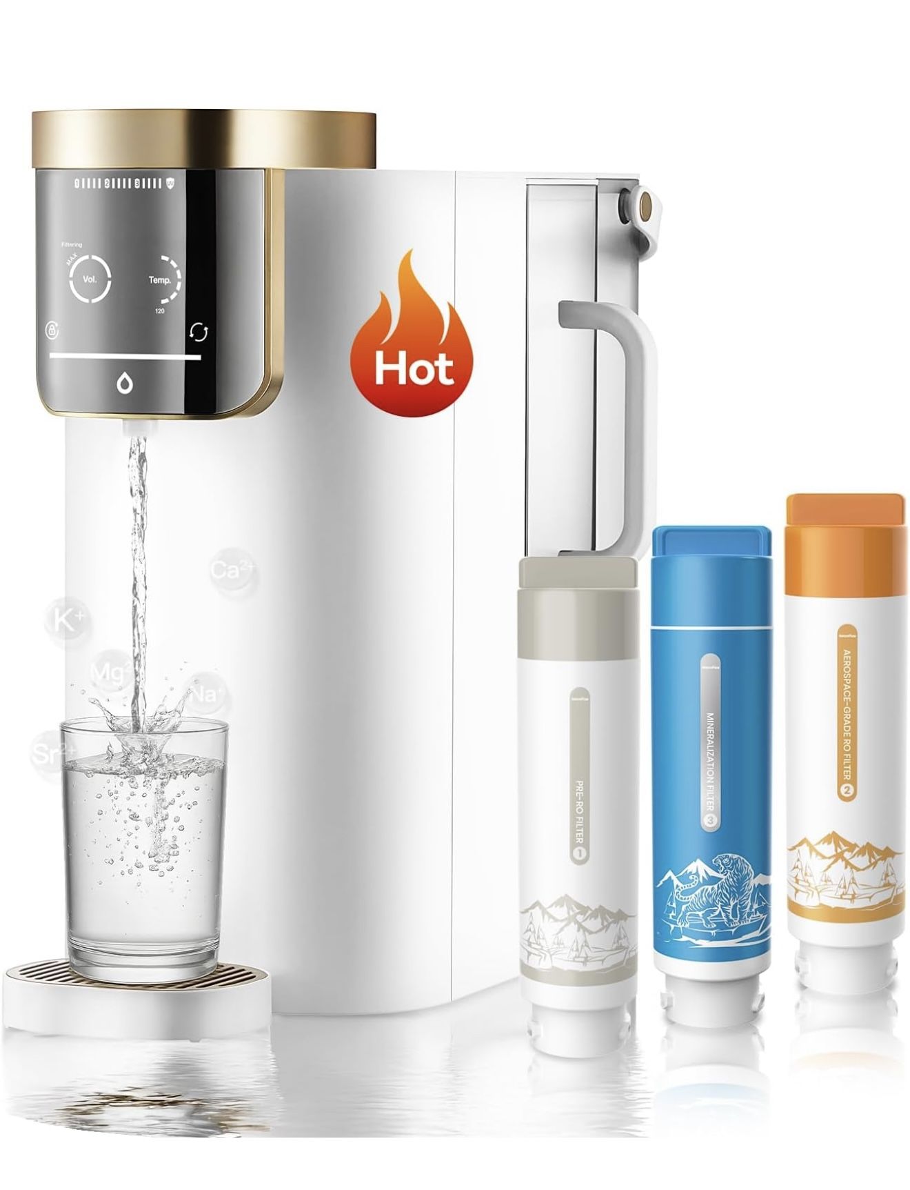 NatureFlow F40-AC(2nd Gen) Reverse Osmosis Water Filter Countertop with UV, Natural Remineralization,10-Stage RO Filtrations, 4:1 Pure to Drain, pH9 A