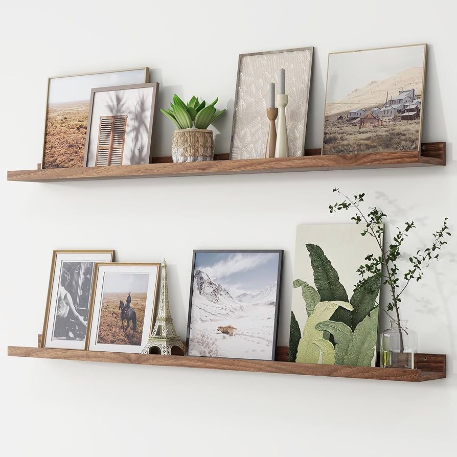 Picture Ledge Shelf, Floating Shelves Set Of 2, 48 Inches Long Large Nursery Book Shelves For Toys Storage, Kids Bookshelf Wall Mounted For Living Roo