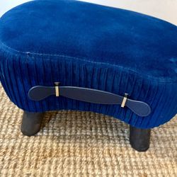 Navy Blue Velvet Footstool 