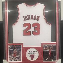Michael Jordan Signed Chicago Bulls Jersey Framed 34x42 Display w COA 