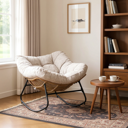 Mesa Chenille Upholstered Rocking Chair, Light Beige