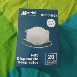 Makrite N95 Disposable Face Mask 20 Bx Niosh Approved 