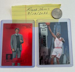 Jordan 001 card and Gretzky 026/100