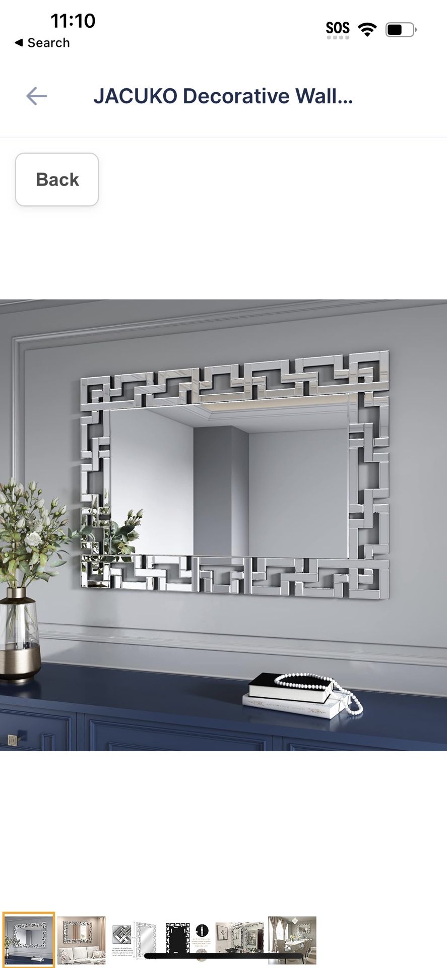 JACUKO Decorative Wall Mirror Grecian Venetian Design Large Rectangle Wall Mirror 27.5 W x39.5 H Inches