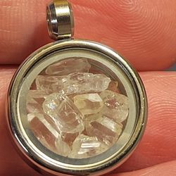 20mm Pendant Filled W Clear Quartz Crystal 