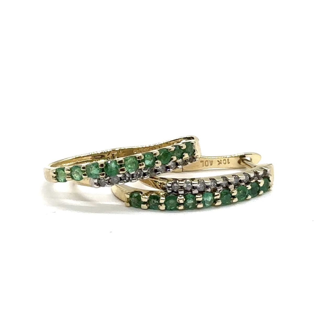 Green Stone Gold Diamond Earrings 10K YG 2.3G EPJ026070