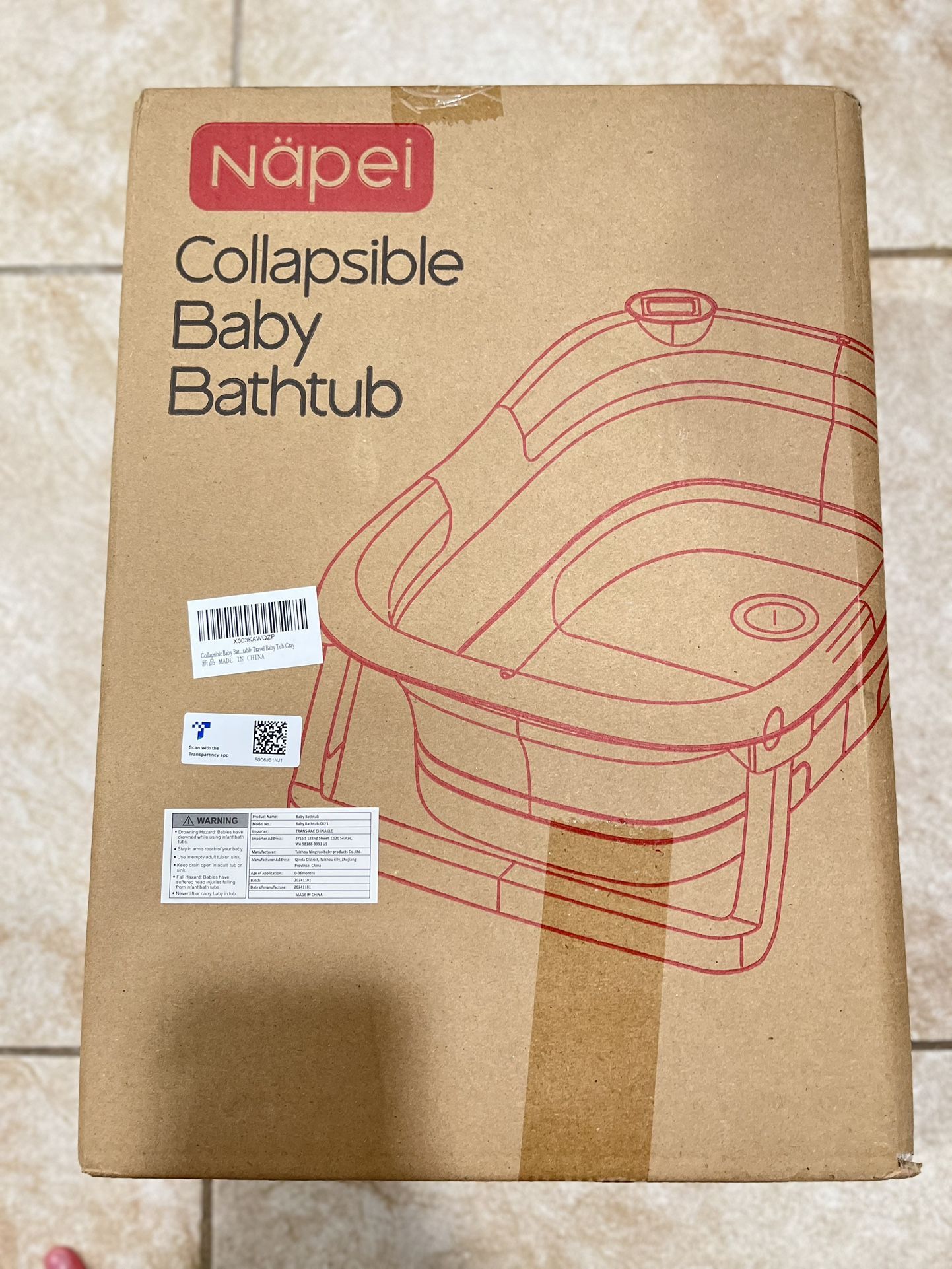 Napei Collapsible Bathtub For Infants & Toddlers With Bath Net & Thermometer