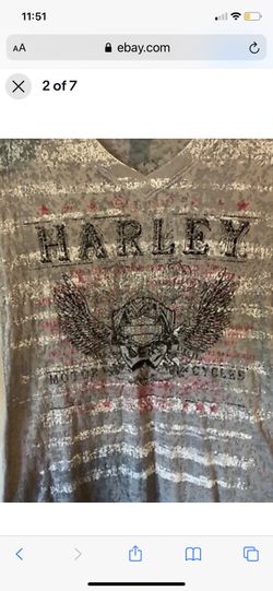 Harley Davidson Motorcycles Women T-Shirt Gray Short Sleeve V Neck Size Small