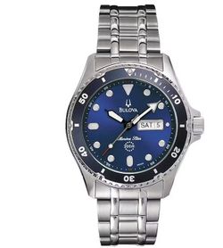 Bulova Marine Star day date Silver and Blue Watch men’s