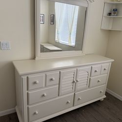 Dresser with mirror and matching  side tables and headboard