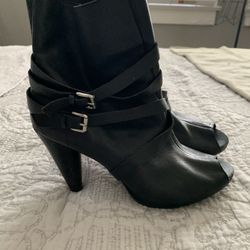 BCBG Leather Zipper Angle Boot Size 9