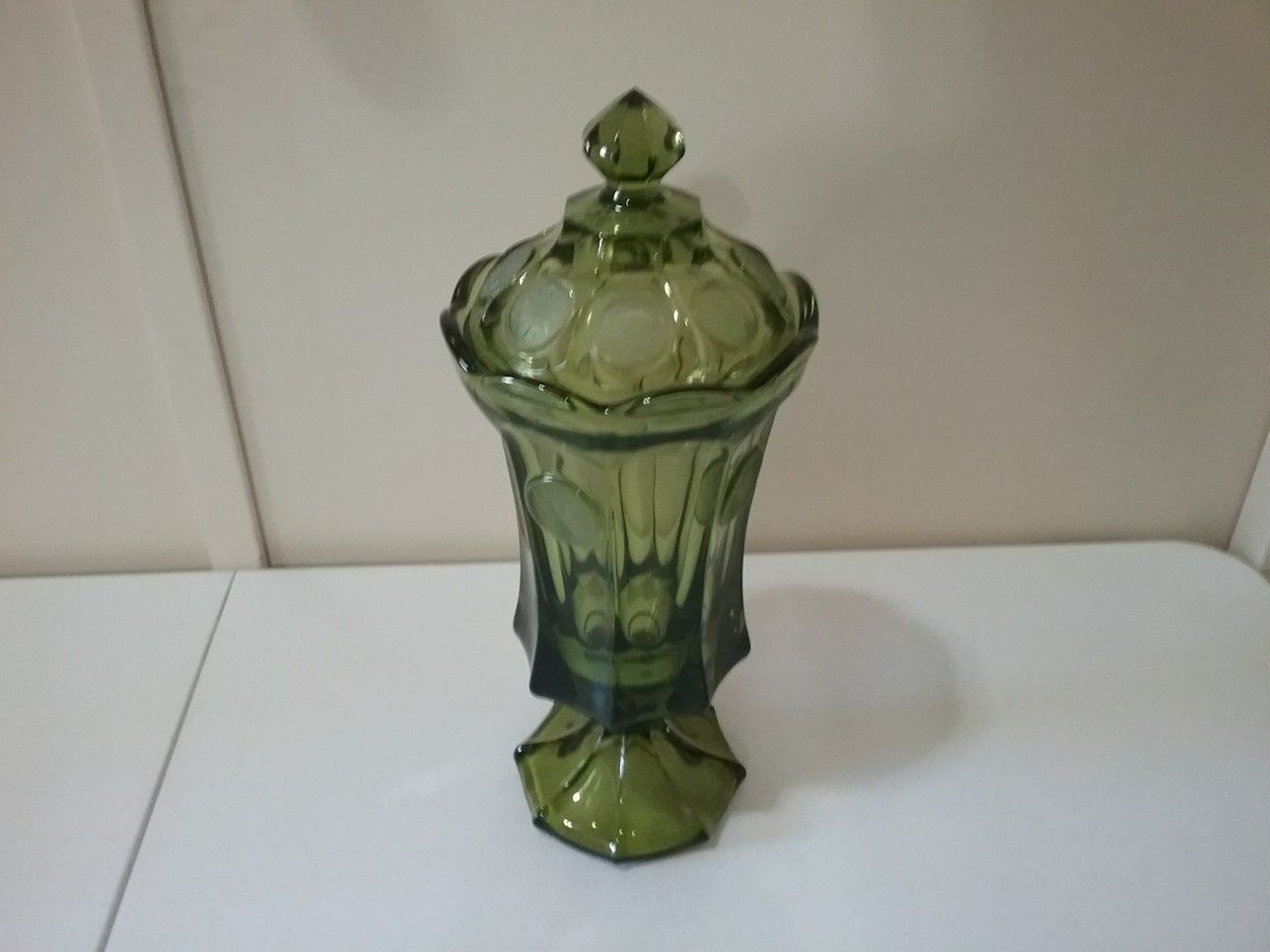 Fostoria green urn type glass