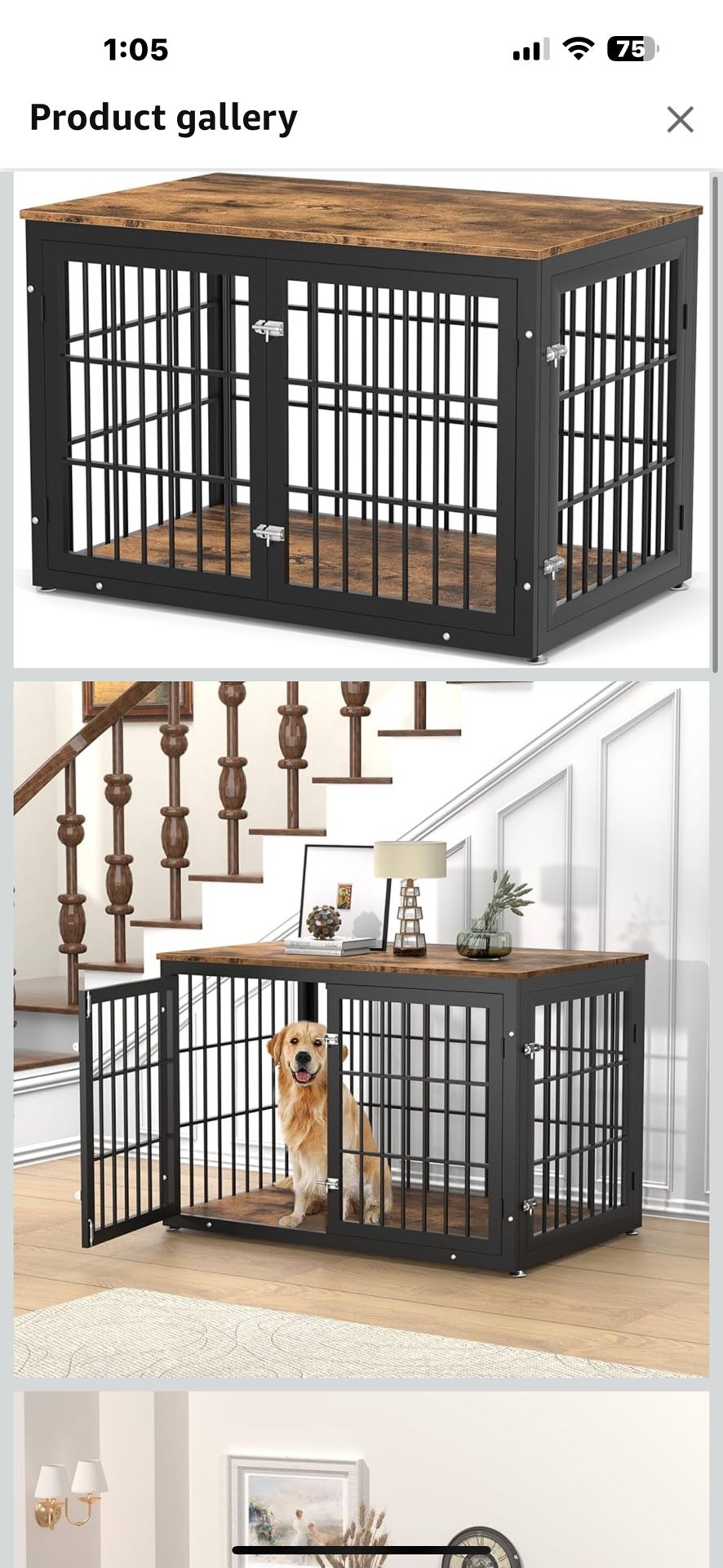 New in box Rustic Heavy Duty Dog Crate Furniture for Extra Large Dogs, Decorative Pet House End Table, Wooden Cage Kennel Furniture Indoor, XL, Black