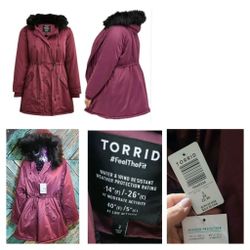 Torrid NWT 3X Nylon Purple Parka