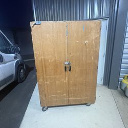 Excellent wooden cabinet with wheels for your garage, very sturdy and durable. 24x47x72