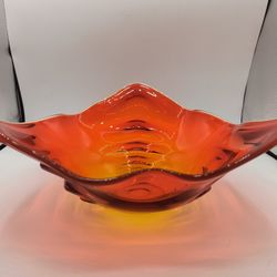 Viking Glass Tundra Persimmon Centerpiece Large Fruit Bowl