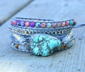 Boho 5 Layer Natural Irregular Turquoise Bracelet