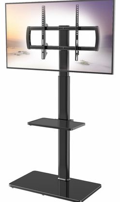 Floor TV Stand with Swivel Mount and Shelf