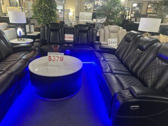 Brand New Black/Beige/Brown power Reclining LED sofa + Loveseat 2pcs set