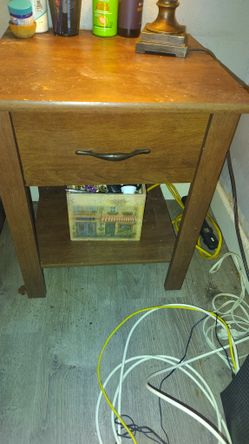 Wood Nightstand With Drawer 