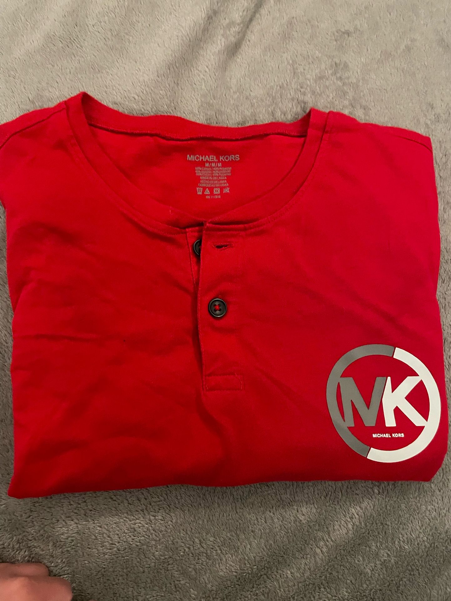 Michael Kors Red Long Sleeve Henley Shirt (Men’s M)