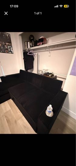 Black Fabric Sectional Sofa