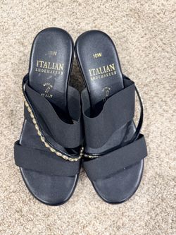 Italian Shoemakers Black Wedge Sandals