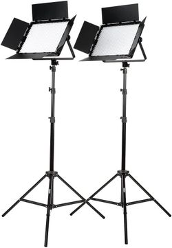 StudioPRO - 2x Daylight 900 LED Panel Bundle w/ Barndoors & Stands - [Continuous][Adjustable Lighting][V-Lock Compatible