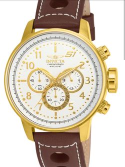Invicta S1 Rally 16011 Chronograph - Gold/White 48mm + Bonus Steel Bracelet