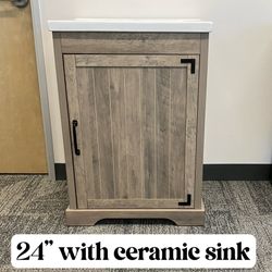 24" Bathroom Vanity Cabinet with Ceramic Sink