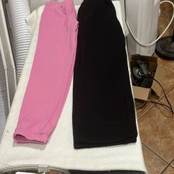 Girls Fleeced Pant Size-18 Both Same Size Black And Pink Color Each 6 Dollars 