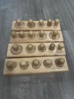 Montessori Knobbed Cylinder Socket Montessori Materials Wooden Cylinders Ladder Blocks Educational Wooden Toy Montessori Education Toy Family Version