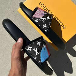 Black Lv Slides | Brand New