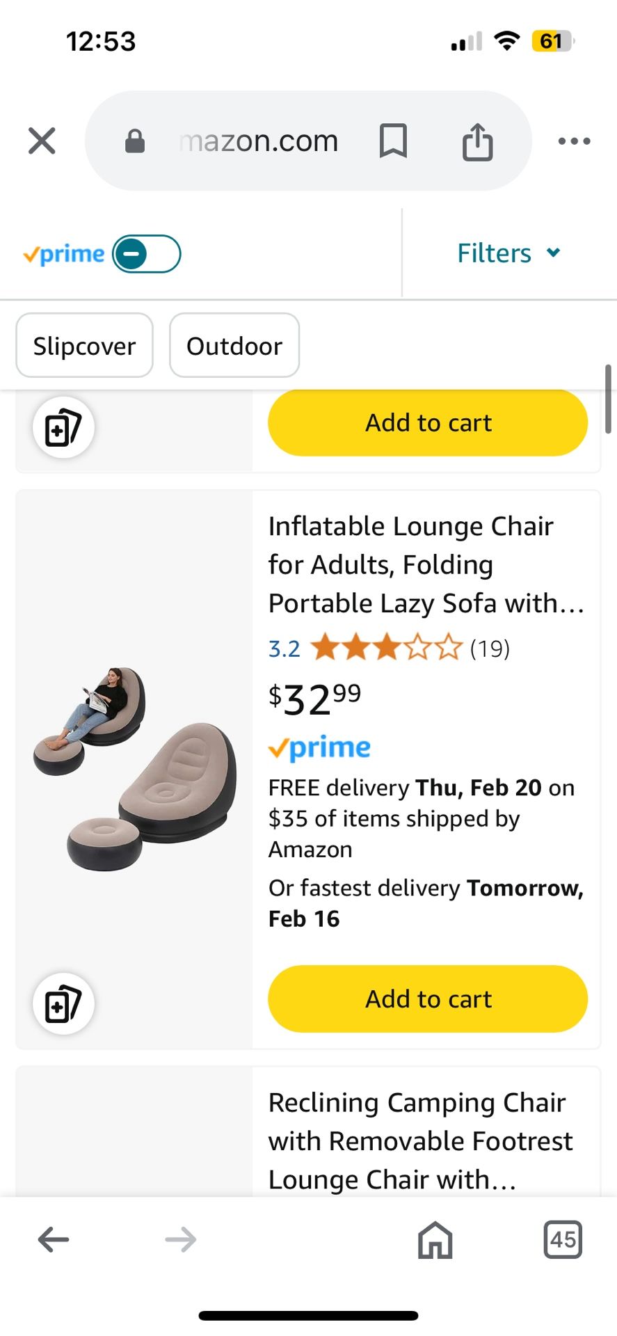 Inflation recliner chair with air pump