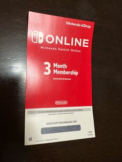 Nintendo Switch Online 3 Month Membership Card