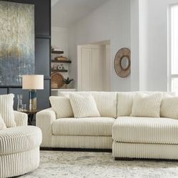 Lindyn Ivory 2-Piece RAF Chaise Sectional (Sofa, loveseat, Sectional options