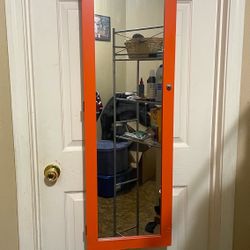 ORANGE Mirrored Jewelry Cabinet Armoire - Wall/Door Mount - 42" Full Length Organizer