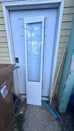 Tall White Pet Door Insert with Glass Panel