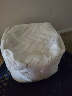 Lambskin cream ottoman