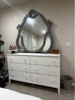 White Dresser Real Wood w/ Mirror