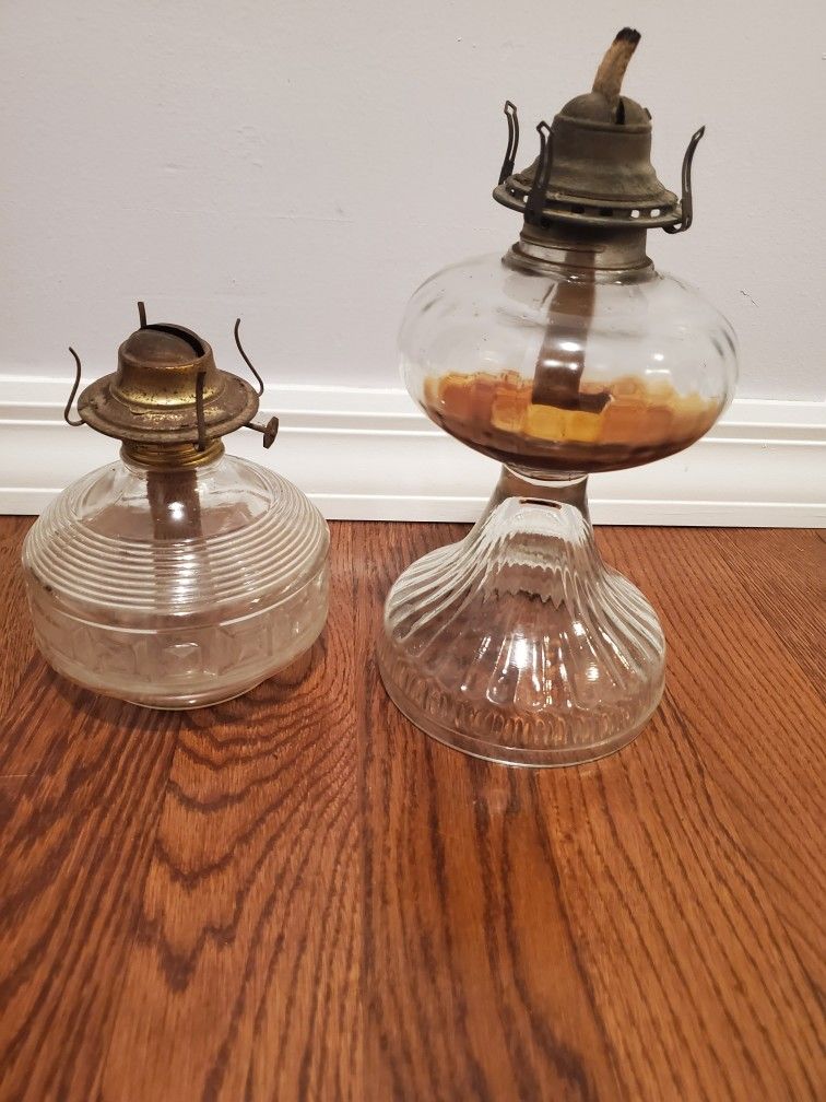 2 Antique Vintage Oil Lamps